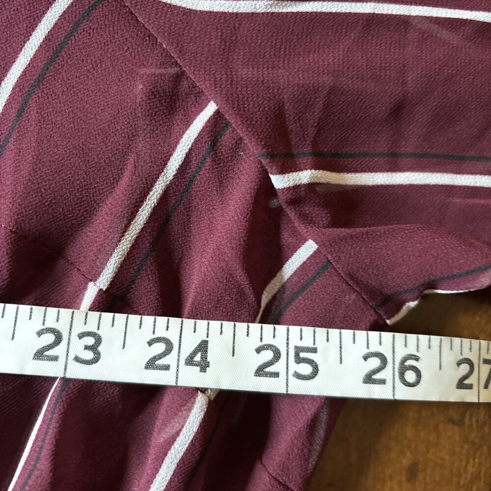 Torrid Burgundy Striped Long Blouse Sheer Size 4 Tunic - Picture 4 of 6